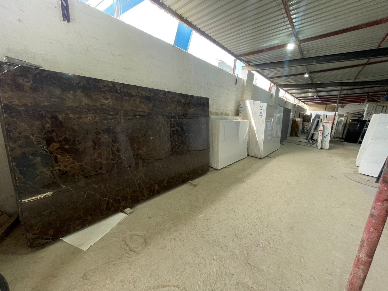 Warehouse with marble slabs